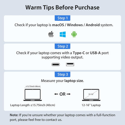 TZ-X90A | 14” FHD 1080P IPS Portable Dual Screen Extedner Comp with MacOS, Window & Andriod | Aluminium Frame