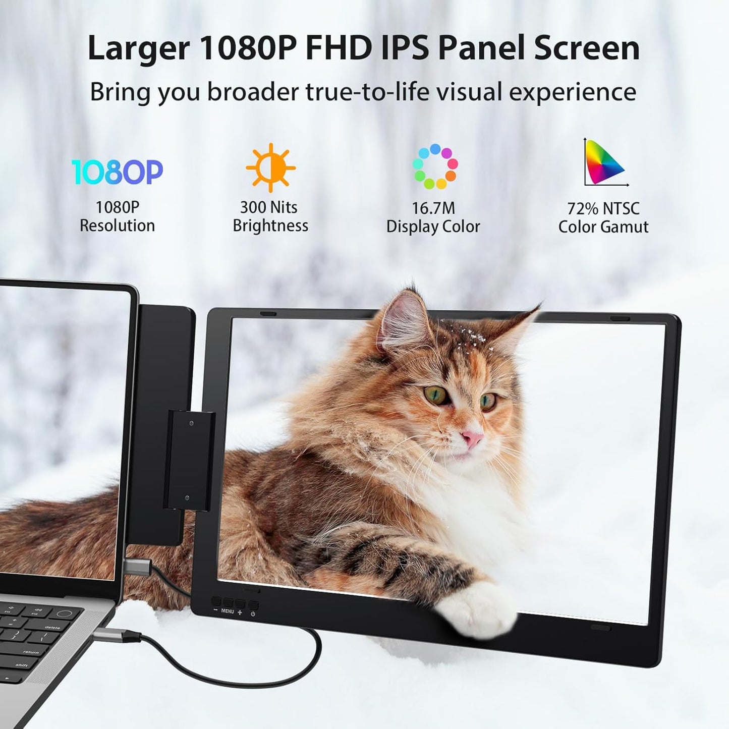 TZ-X90A | 14” FHD 1080P IPS Portable Dual Screen Extedner Comp with MacOS, Window & Andriod | Aluminium Frame